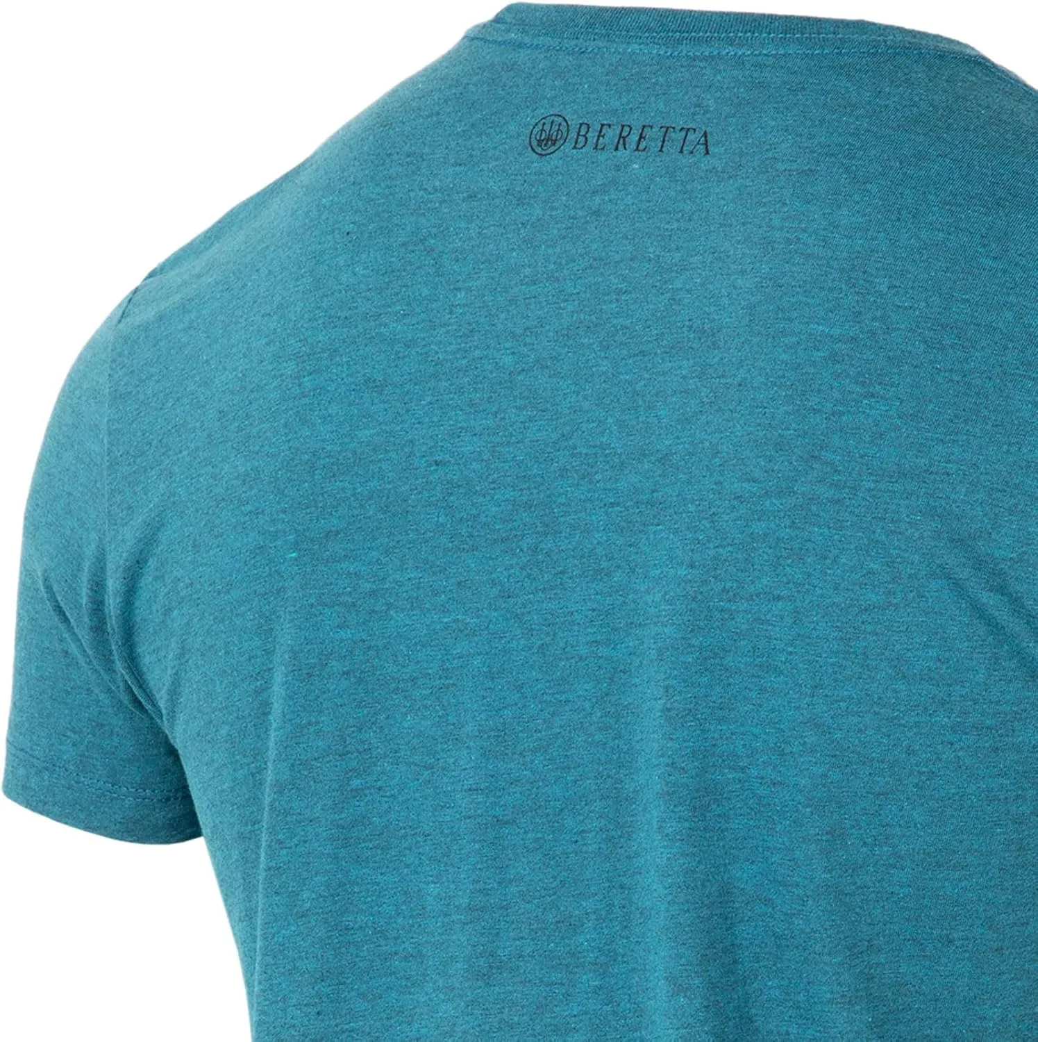 Beretta Men's Trident Logo Print Durable Comfortable Fit Ribbed Crew Neck Short Sleeve Active T-Shirt with Double-Needle Hem