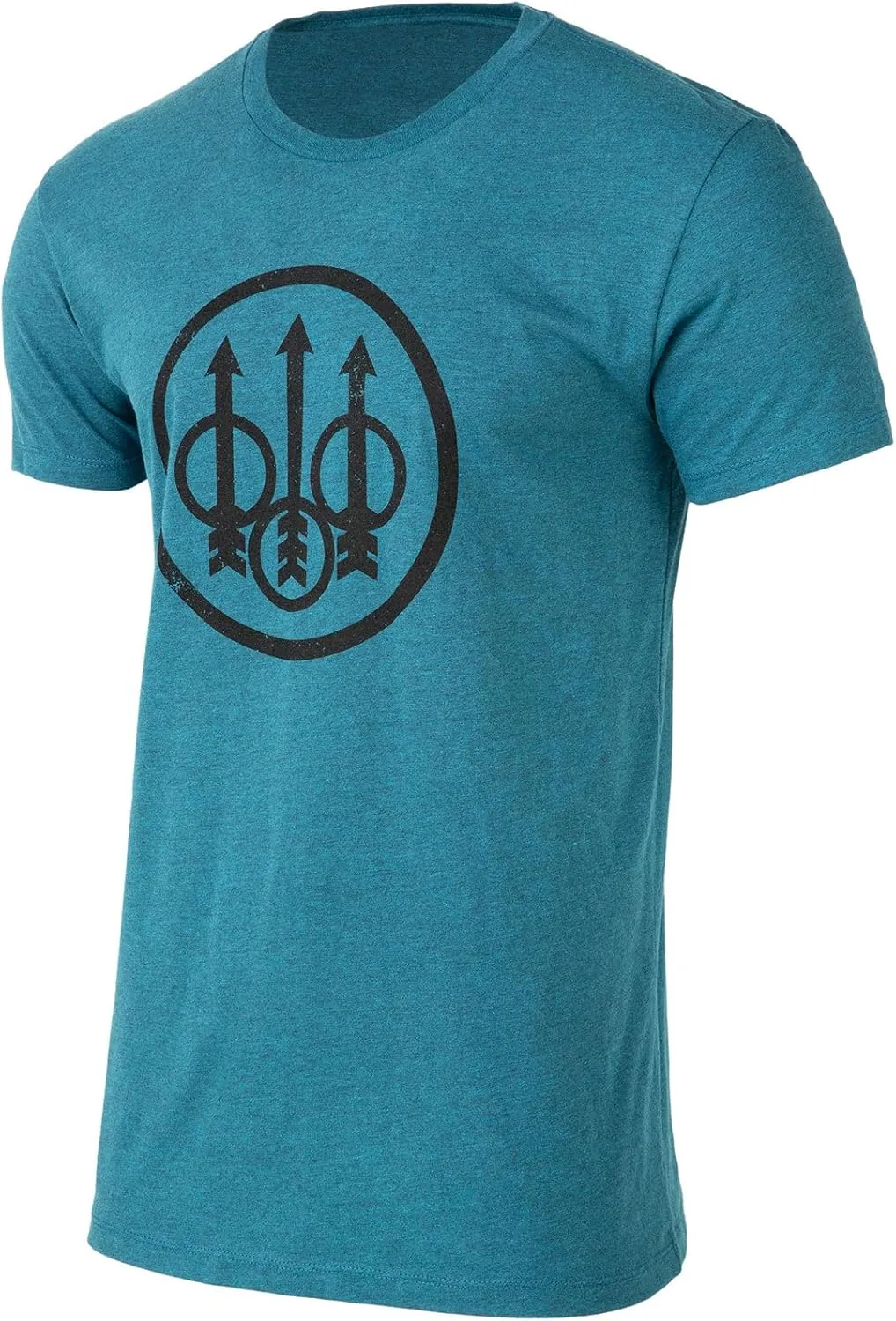 Beretta Men's Trident Logo Print Durable Comfortable Fit Ribbed Crew Neck Short Sleeve Active T-Shirt with Double-Needle Hem