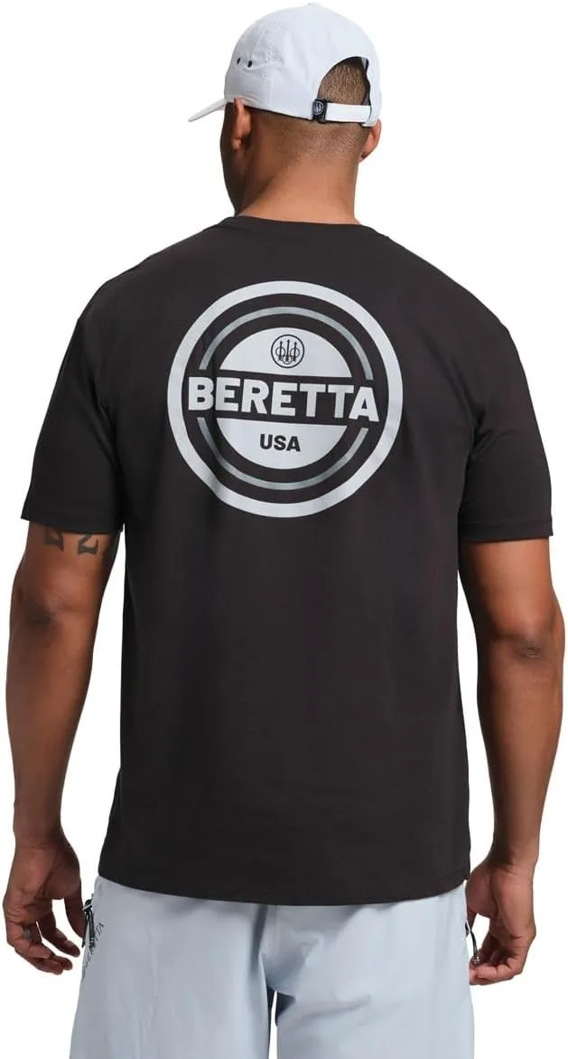 Beretta Men's USA 2.0 Durable Comfortable Fit Ribbed Crew Neck Logo Print Short Sleeve Active T-Shirt with Double-Needle Hem