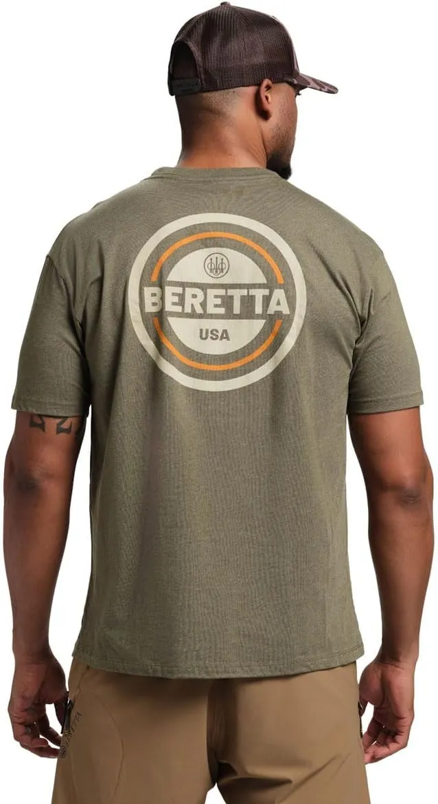 Beretta Men's USA 2.0 Durable Comfortable Fit Ribbed Crew Neck Logo Print Short Sleeve Active T-Shirt with Double-Needle Hem