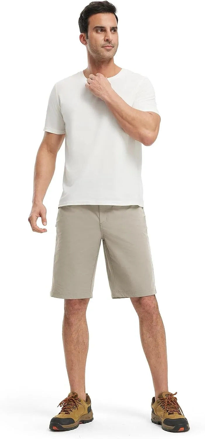 BGOWATU Men's Golf Shorts Stretch Casual Dress Work Shorts Hiking Shorts with 4 Pockets 11 Inch Inseam Lightweight