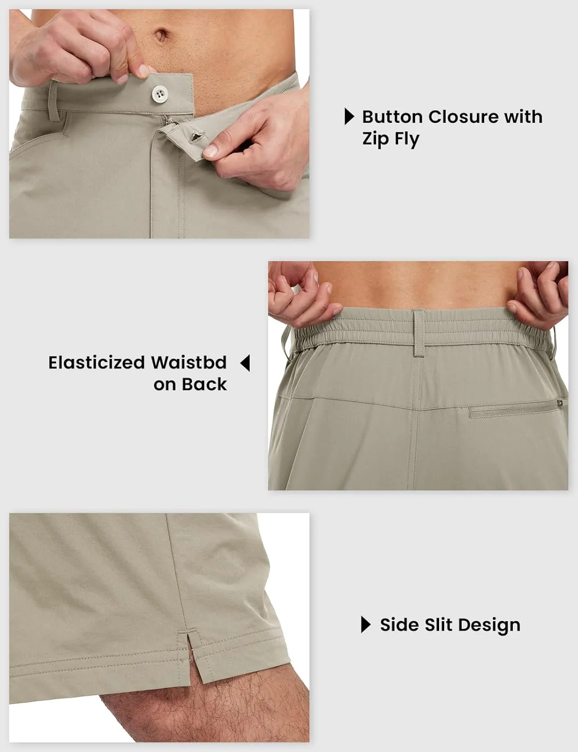 BGOWATU Men's Golf Shorts Stretch Casual Dress Work Shorts Hiking Shorts with 4 Pockets 11 Inch Inseam Lightweight
