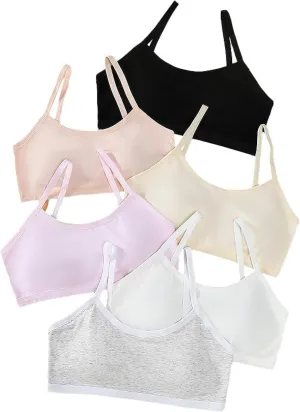 Big Girls' Adjustable Training Bra Cotton Bras Wireless Light Padded 10-16 Years