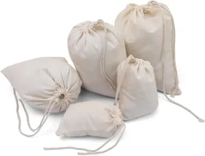 BigLotBags Premium Cotton Muslin Bags, 100% Organic Cotton with Single Drawstring. Premium Quality Reusable Eco-Friendly Natural Muslin Bags. (10, 8 x 12 Inches)