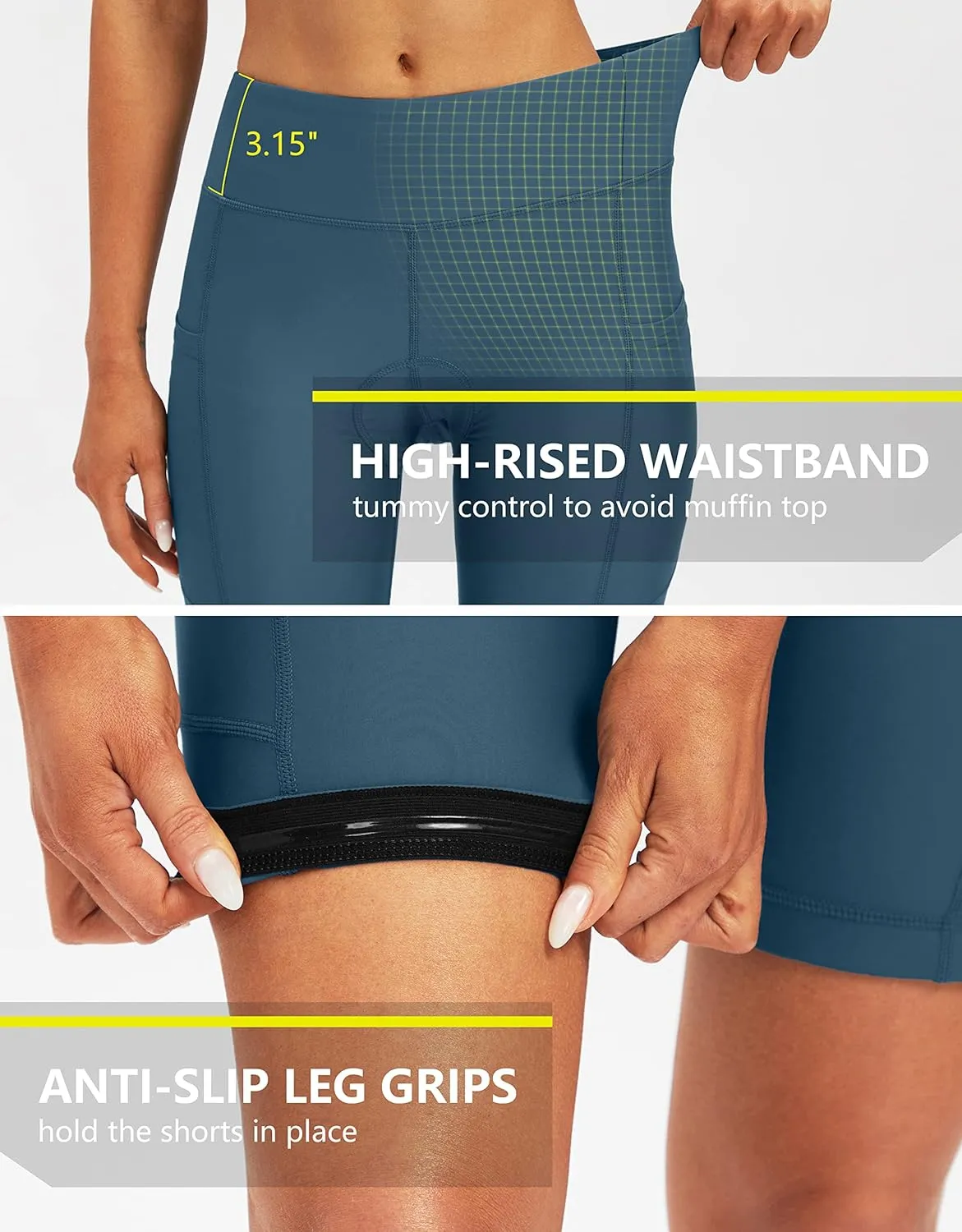 Bikewa Women's 4D Padded Bike Shorts Cycling Riding Road Biking Bicycle Cycle Shorts for Women Zipper Pockets