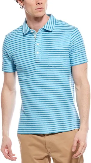 Billy Reid Mens Stripe Polo Shirt, S, Blue