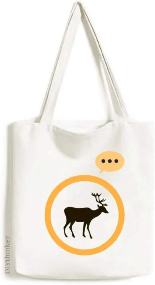 Black Deer Cute Animal Portrayal Expression Gift Sack Canvas Tote Shoulder Bag