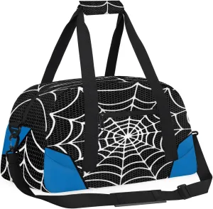 Black Spider Web Kids Overnighter Duffel Bags for Boys Girls, Carry-On Size Sports Gym Bag for School Practice or Overnight Travel Weekender Sleepover Workout Tote Bag