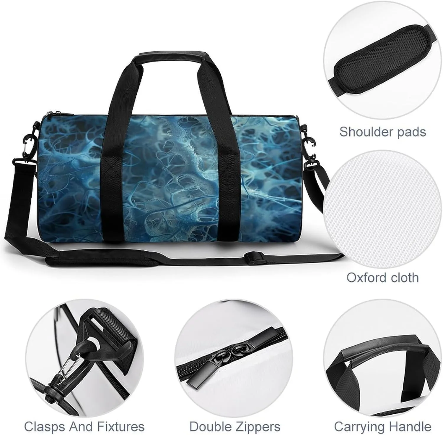 Blue Neuron Picture Gym Bag Small Travel Duffle Bag with Compartment Carry On Weekender Bag for Women Men