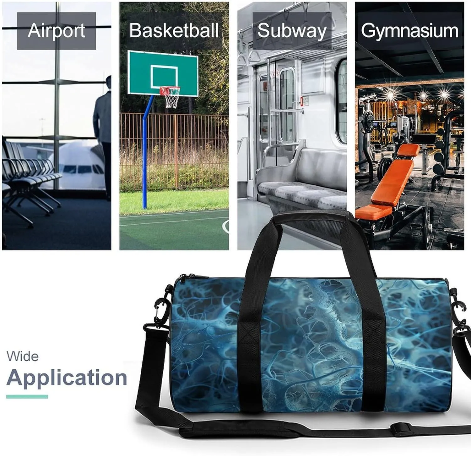 Blue Neuron Picture Gym Bag Small Travel Duffle Bag with Compartment Carry On Weekender Bag for Women Men