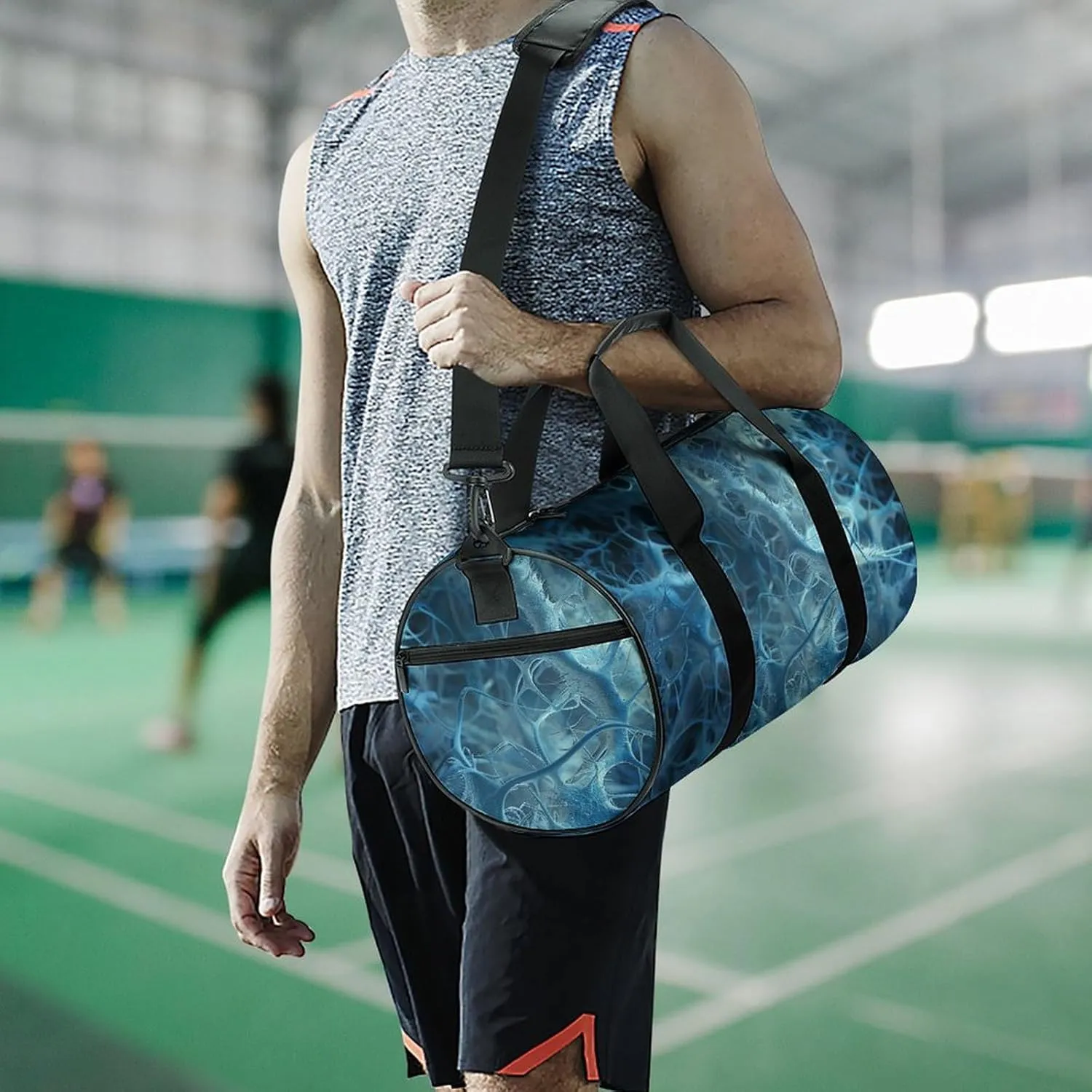 Blue Neuron Picture Gym Bag Small Travel Duffle Bag with Compartment Carry On Weekender Bag for Women Men