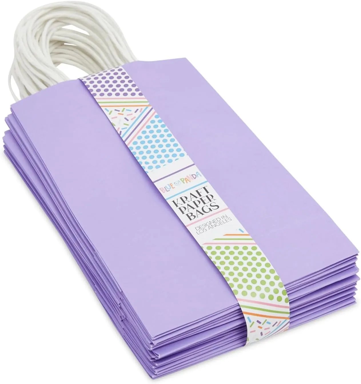 BLUE PANDA Paper Party Gift Bags with Handles (9 x 5.3 in, Purple, 25-Pack)
