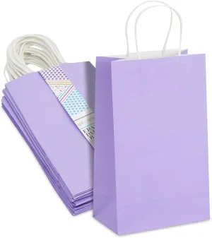 BLUE PANDA Paper Party Gift Bags with Handles (9 x 5.3 in, Purple, 25-Pack)