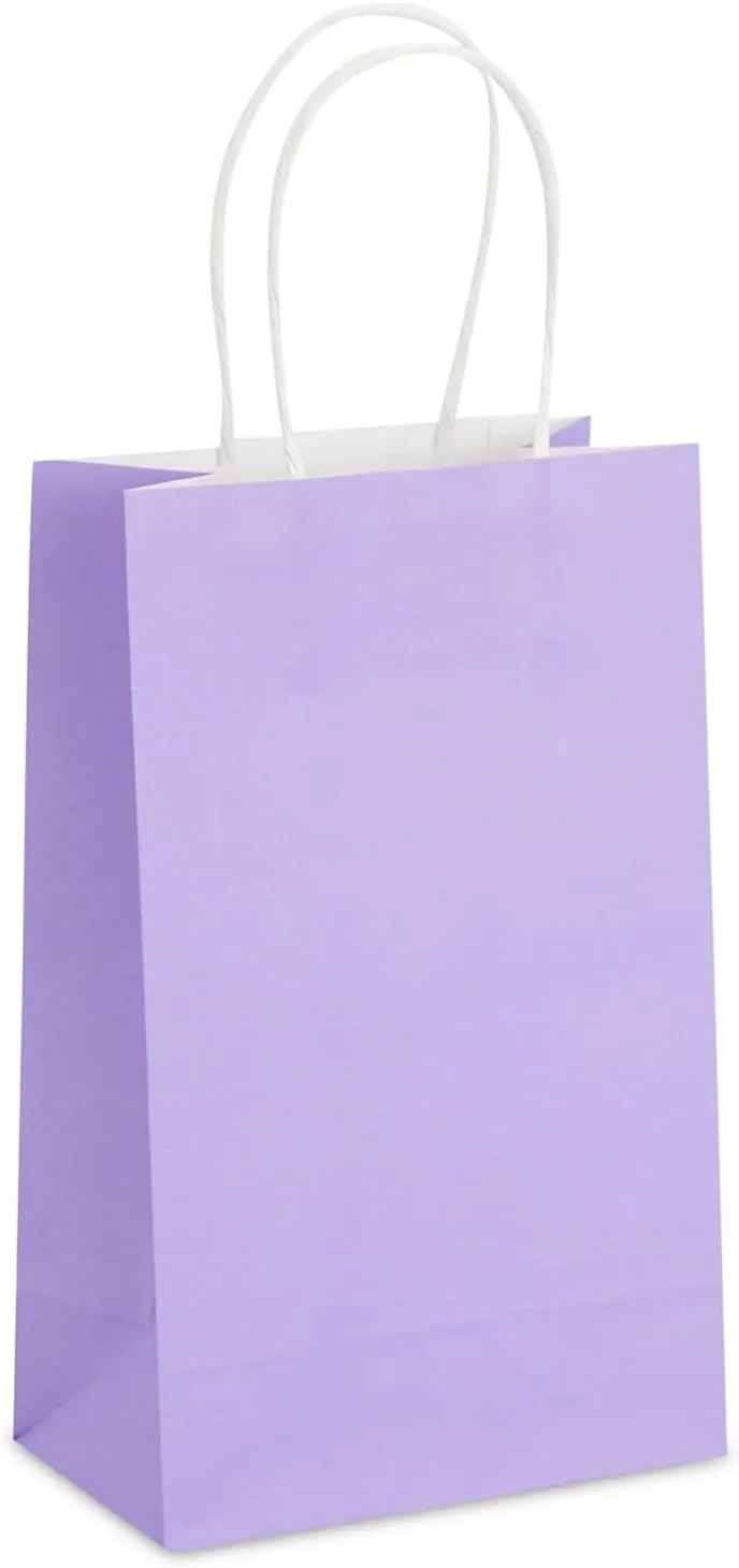 BLUE PANDA Paper Party Gift Bags with Handles (9 x 5.3 in, Purple, 25-Pack)