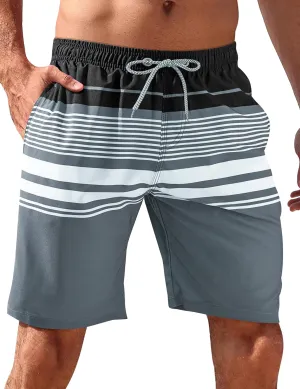 BOJIN Mens Swim Trunks 9" Quick Dry Stretch Swim Shorts Mesh Lining Bathing Suits Swimwear Beach Shorts with Pockets