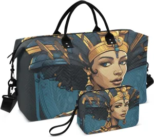 Bolaz Duffle Bag for Travel-Egypt Woman Pattern3，Weekender Overnight Bag with Wet Pocket for Women，Large Carry On Airport Bag with Toiletry Bag for Travel, Business Trips, Sports