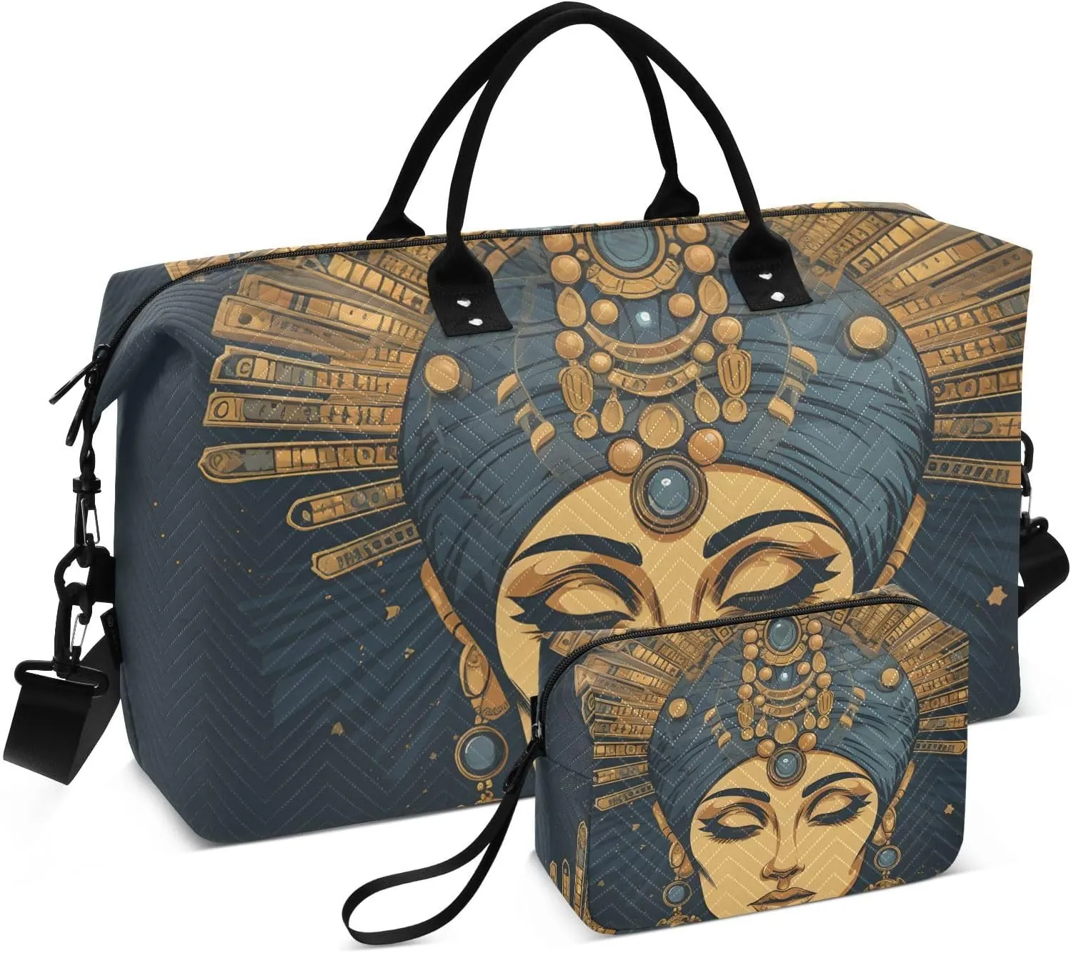 Bolaz Duffle Bag for Travel-Egypt Woman Pattern4，Weekender Overnight Bag with Wet Pocket for Women，Large Carry On Airport Bag with Toiletry Bag for Travel, Business Trips, Sports