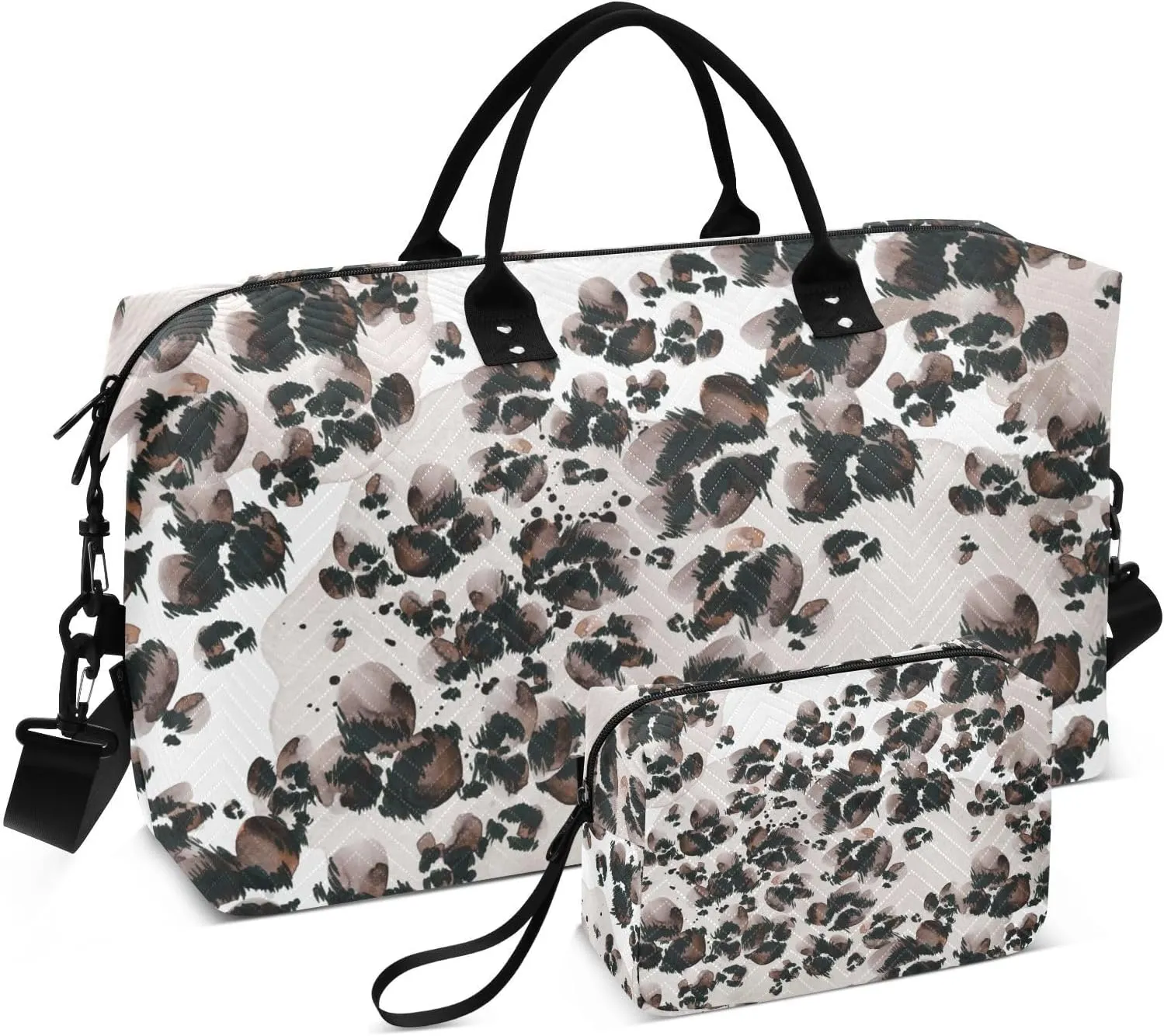 Bolaz Duffle Bag for Travel-Leopard Animal Print Wild Cat Fur，Weekender Overnight Bag with Wet Pocket for Women，Large Carry On Airport Bag with Toiletry Bag for Travel, Business Trips, Sports