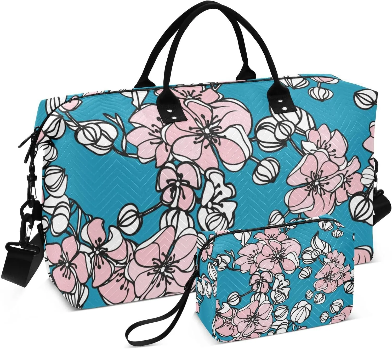 Bolaz Duffle Bag for Travel-Sakura Cherry Floral on Blue， Easy Update Large Magnectic Sticker Refrigerator Magnets Decor Wash Machine Magnet Decals23"x26"