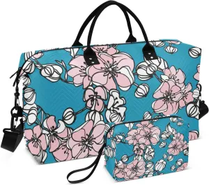 Bolaz Duffle Bag for Travel-Sakura Cherry Floral on Blue， Easy Update Large Magnectic Sticker Refrigerator Magnets Decor Wash Machine Magnet Decals23"x26"