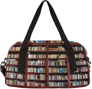 Bookshelf Kids Duffel Bag for Girls Boys Teens, Oil Painting Dance Bag Overnight Small Duffel Bag Carry On Weekend Sports Gym Travel Bag for School Practice Gymnastics Ballet