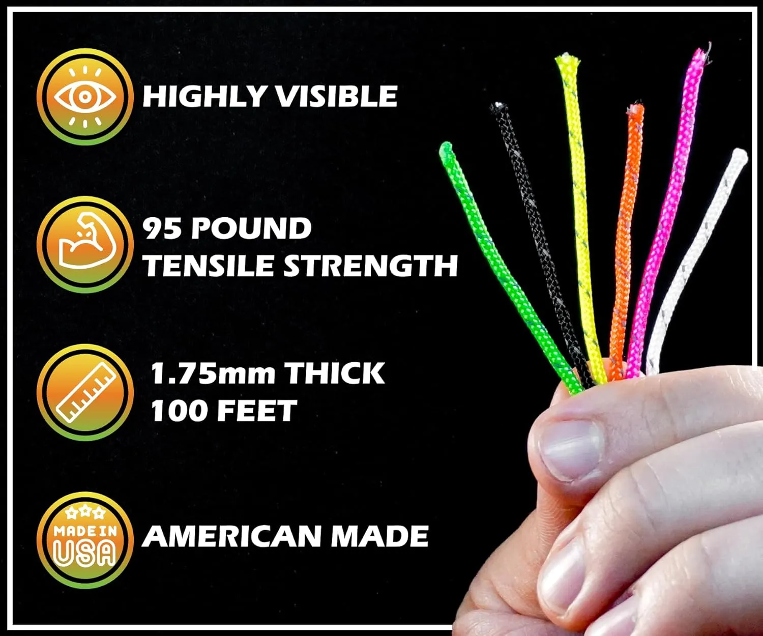 BORED? PARACORD! Reflective 95 Cord - High Visibility Strand - 1.75mm x 100 Feet - Hiking, Camping, Tent Guyline, Running, Biking, Tools - Neon Yellow