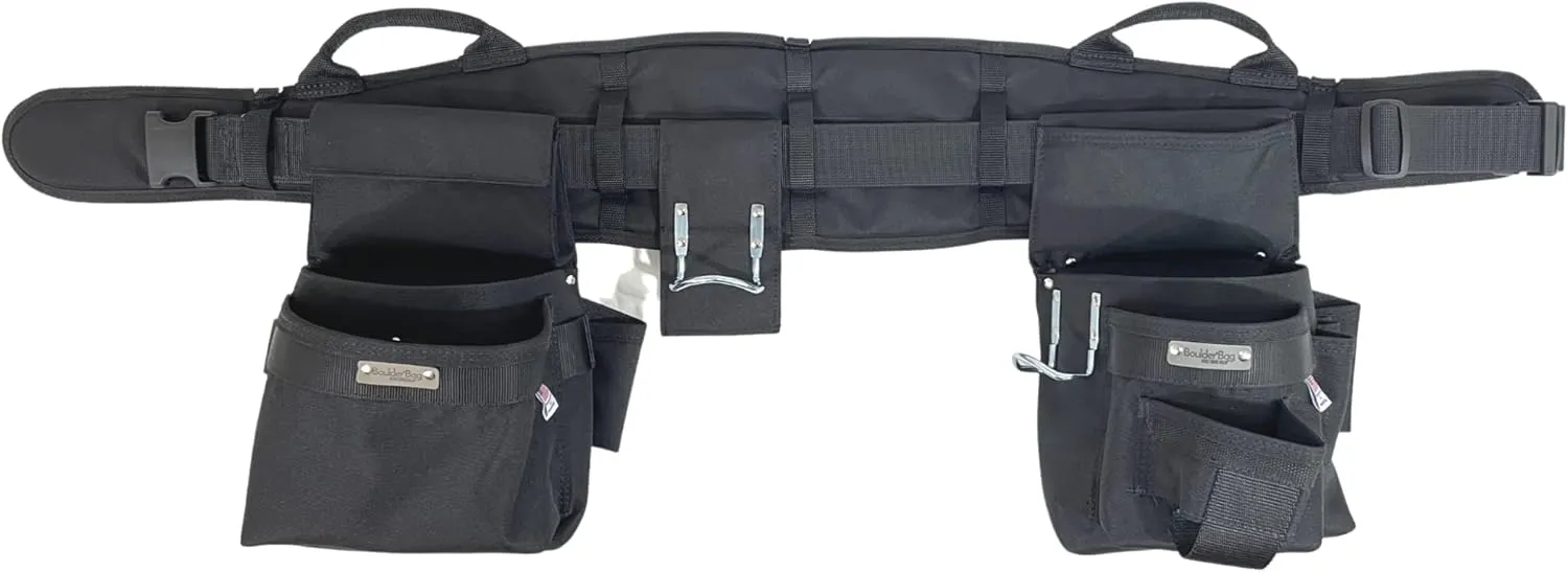 BOULDER BAG Professional Pro Framer MAX Combo with Comfort Back Support Tool Belt, Quick Release Buckle, Heavy Duty, Black (Large 33-36 Inches), Made in USA