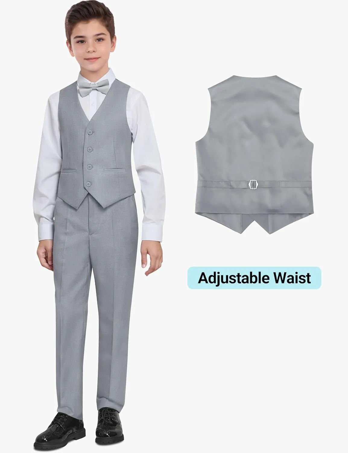Boys' Formal Suit Set, with Suspenders, Adjustable Waist