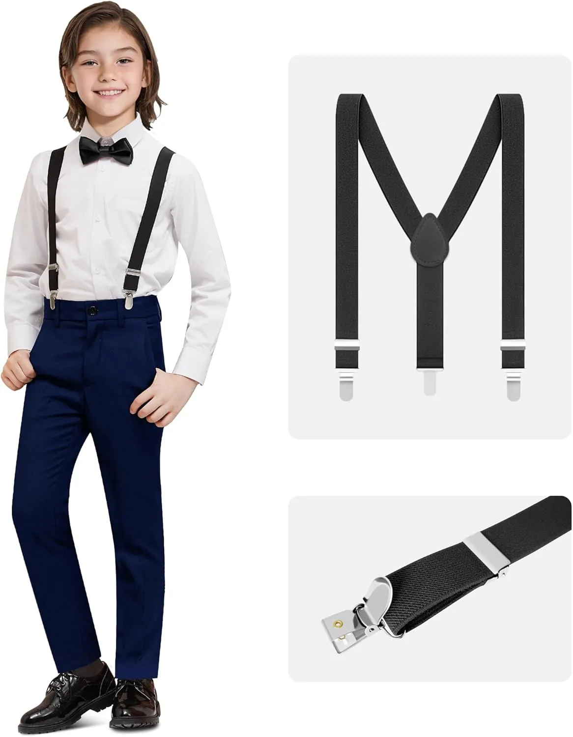 Boys' Formal Suit Set, with Suspenders, Adjustable Waist