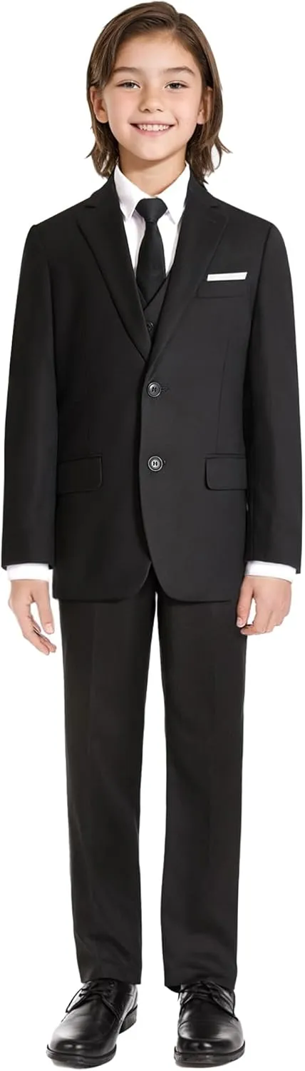 Boys' Formal Suit Set, with Suspenders, Adjustable Waist