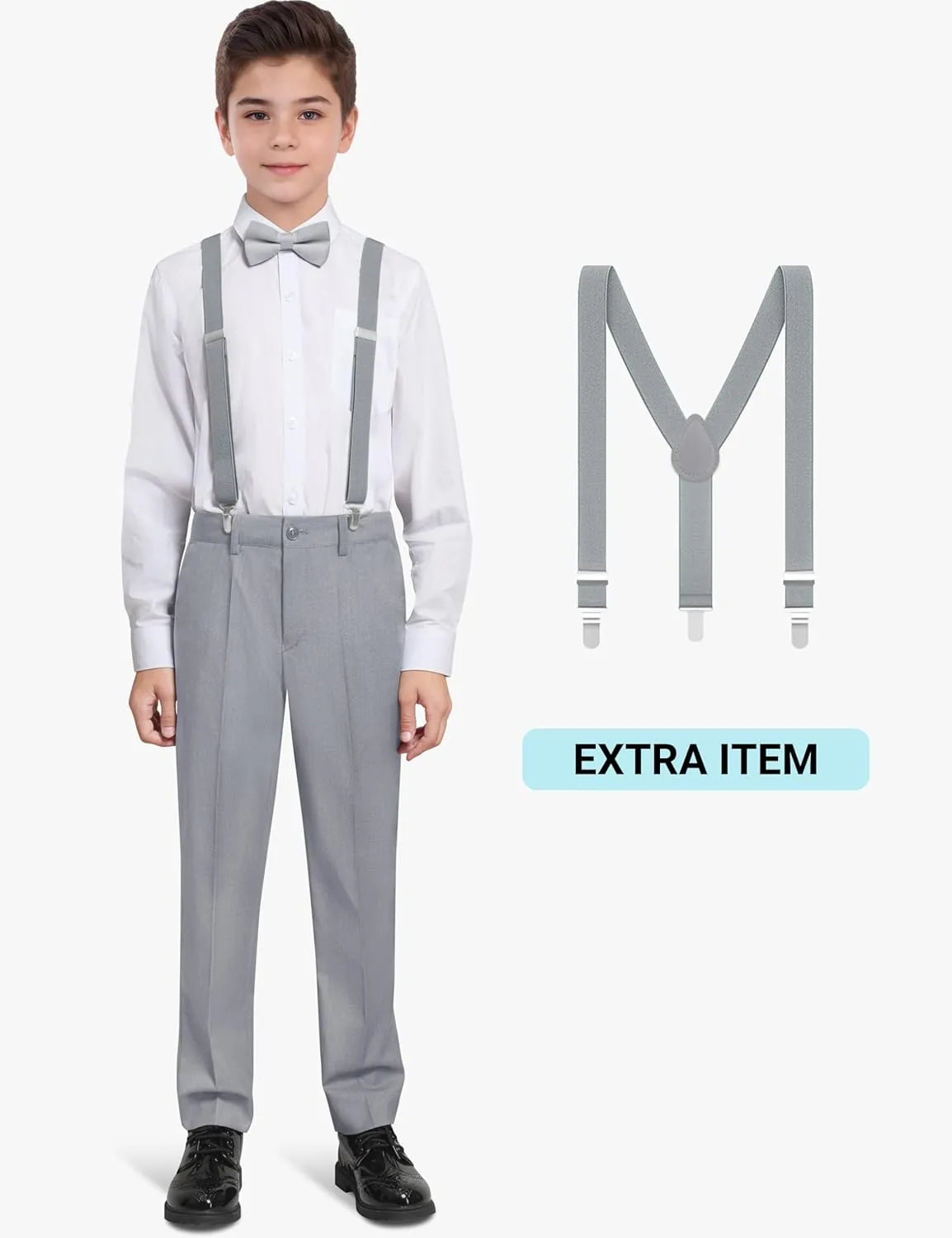 Boys' Formal Suit Set, with Suspenders, Adjustable Waist