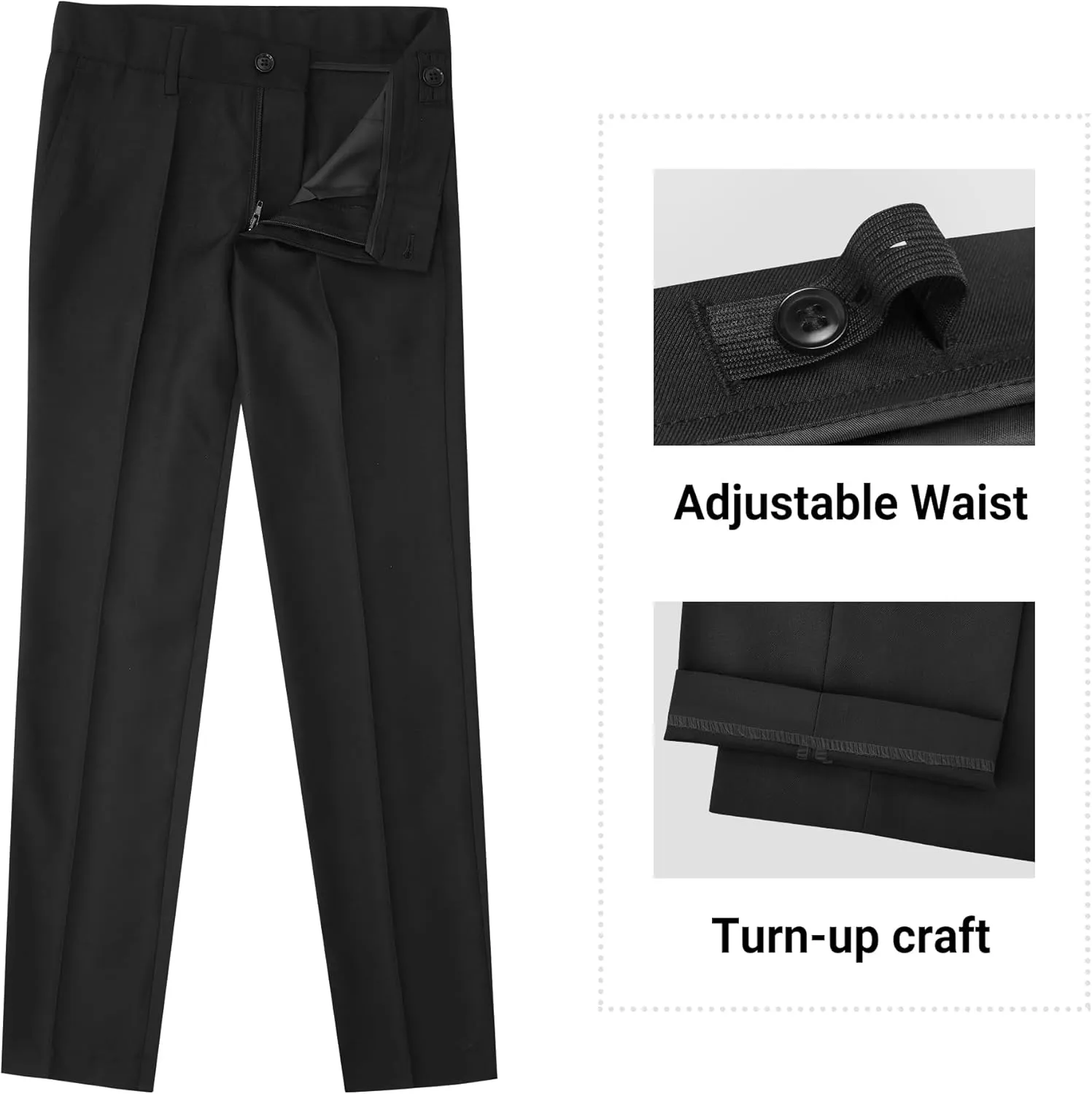 Boys Formal Suits Set, from Toddlers to Teen, Adjustable Waist, with Suspenders