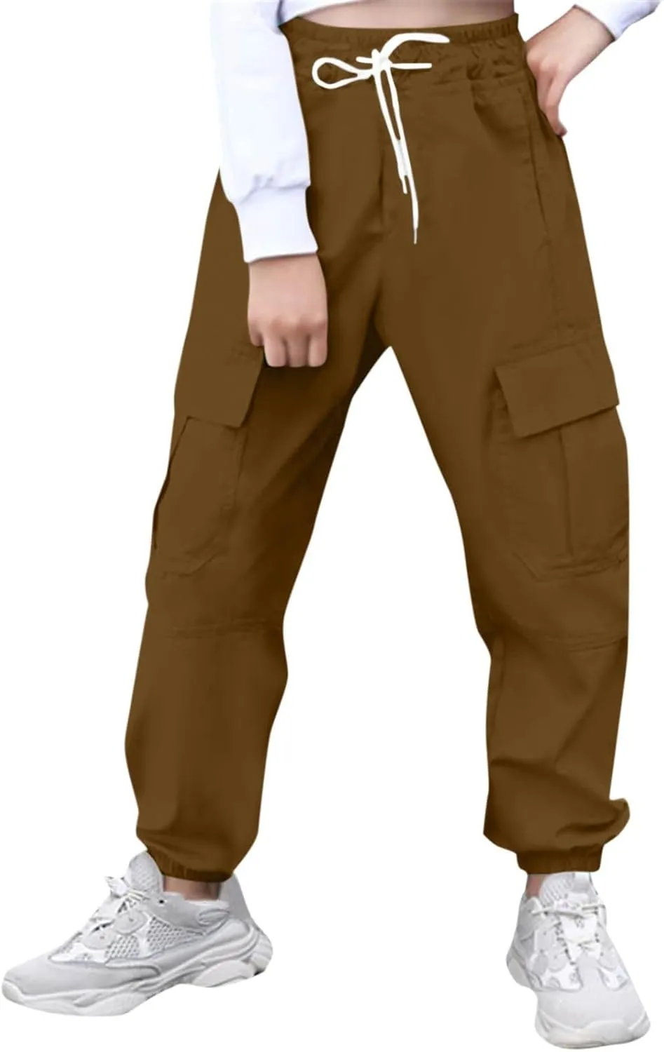 Boys Girls Baggy Cargo Trousers Adjustable Elastic Waist Cargo Joggers Multiple Pockets Toddler Boys Girls Pants