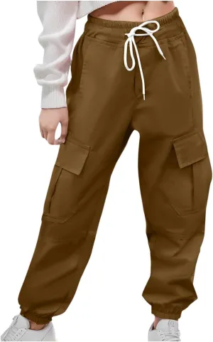 Boys Girls Baggy Cargo Trousers Adjustable Elastic Waist Cargo Joggers Multiple Pockets Toddler Boys Girls Pants