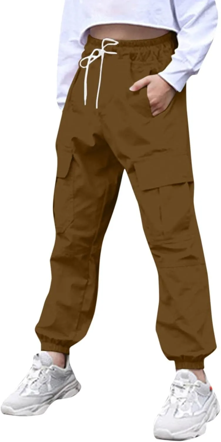 Boys Girls Baggy Cargo Trousers Adjustable Elastic Waist Cargo Joggers Multiple Pockets Toddler Boys Girls Pants