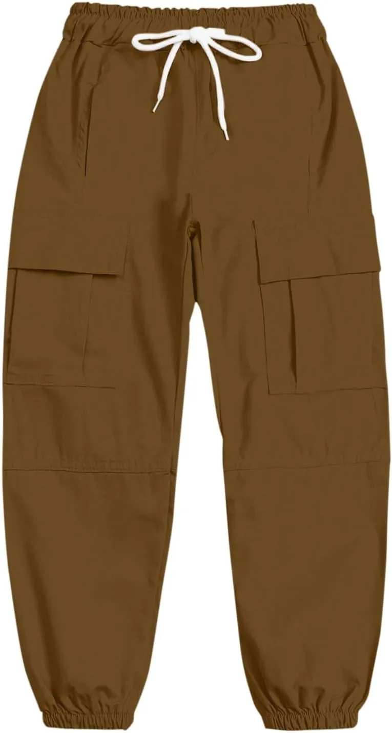 Boys Girls Baggy Cargo Trousers Adjustable Elastic Waist Cargo Joggers Multiple Pockets Toddler Boys Girls Pants