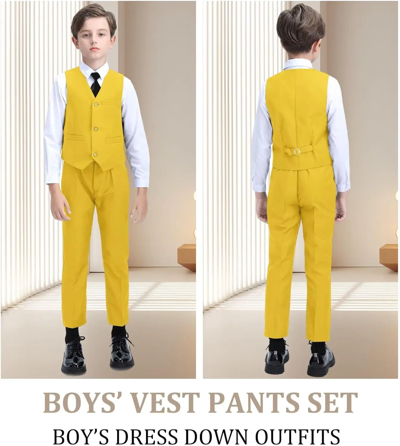 Boys' Suit Kids Formal Tuxedo Suits for Boys Wedding Outfits Dress Vest Pants Suspenders Set Adjustable Waist