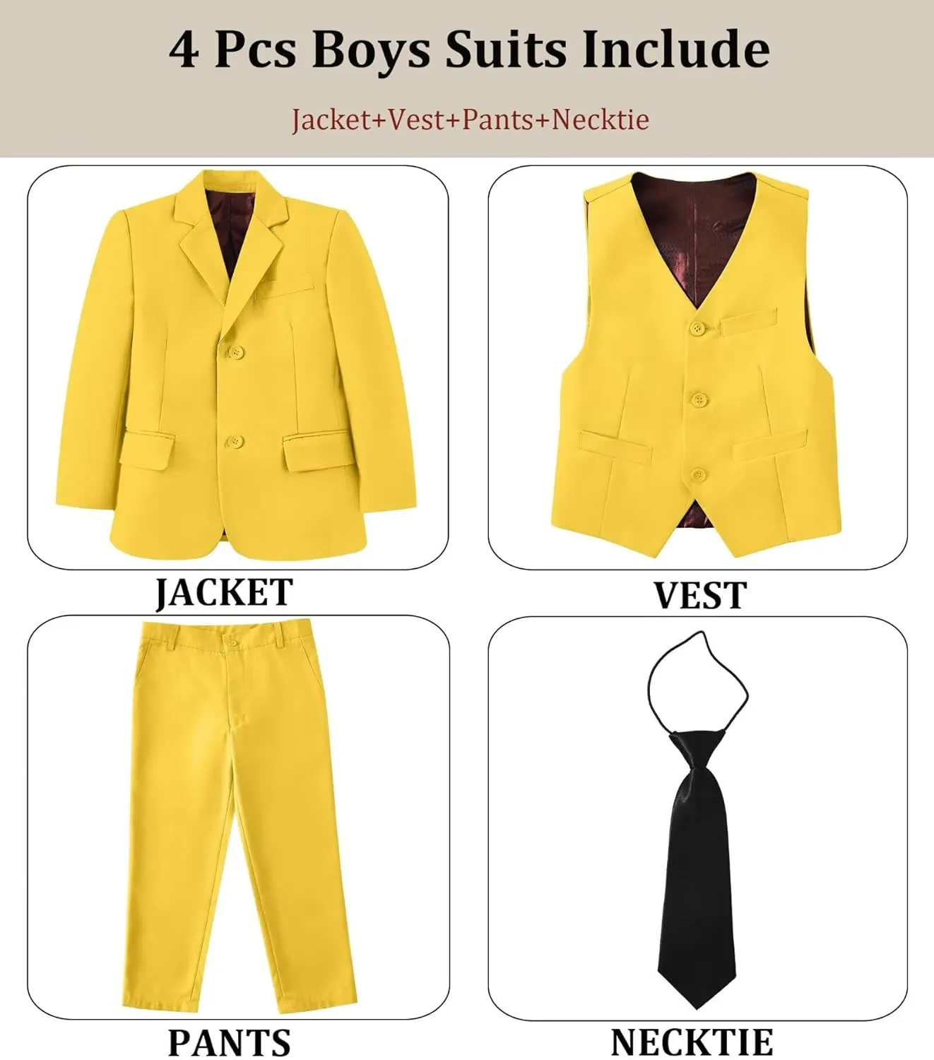Boys' Suit Kids Formal Tuxedo Suits for Boys Wedding Outfits Dress Vest Pants Suspenders Set Adjustable Waist