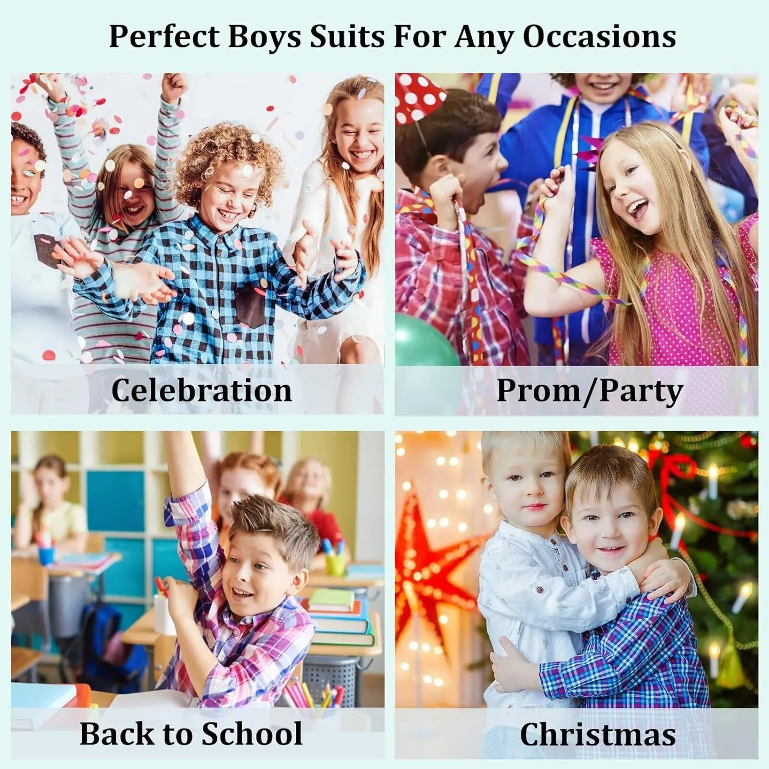 Boys' Suit Kids Formal Tuxedo Suits for Boys Wedding Outfits Dress Vest Pants Suspenders Set Adjustable Waist