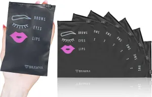 BRAWNA 50 Pck Black Eyebrow Microblading Aftercare Bags - 4x6 inches - Lash Extension & Makeup Mini Cosmetic Bags