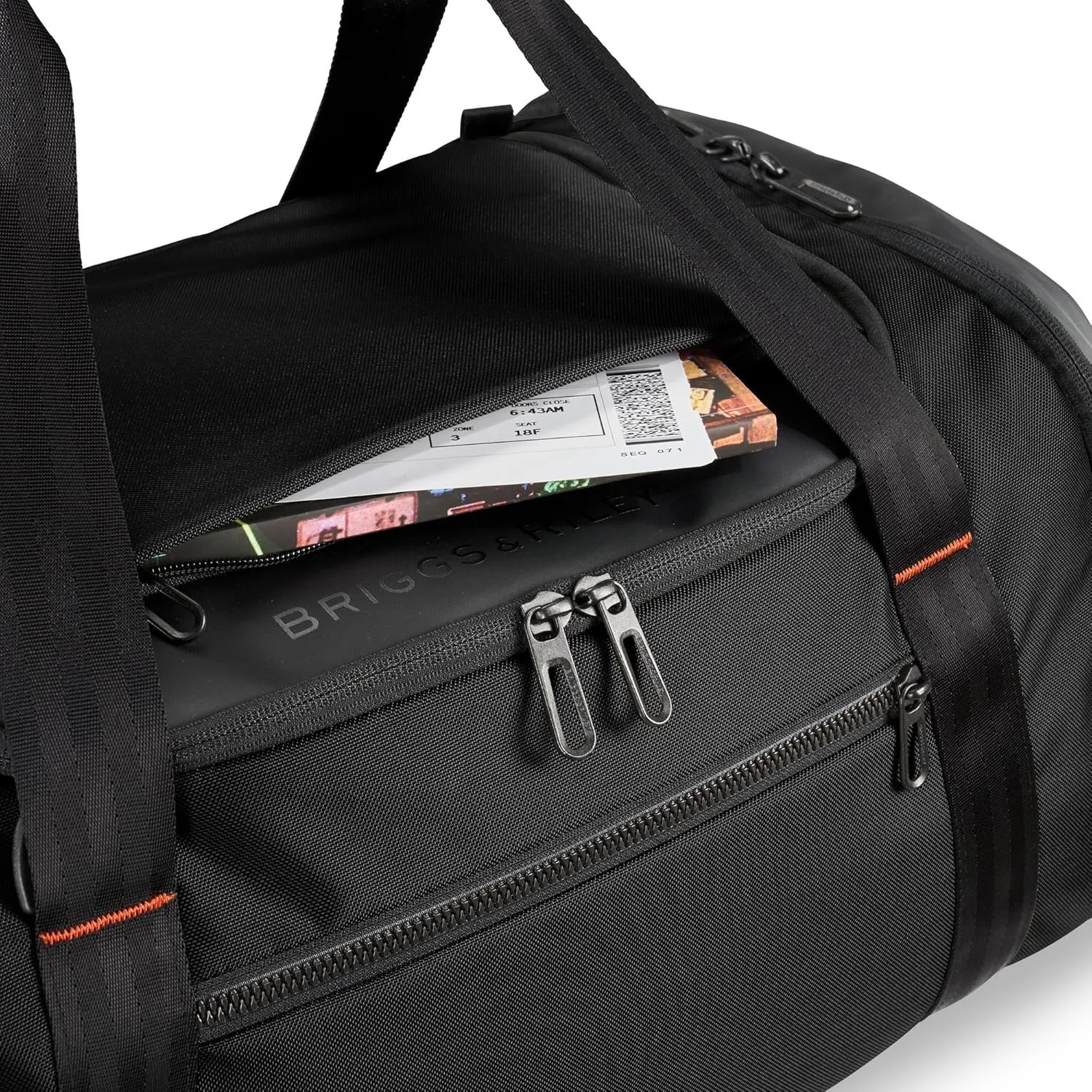 Briggs & Riley Large Travel Duffle Bag for Planes & Gym - Carry On Bag for Women & Men, Weekender & Overnight Luggage, Fits Most Overhead Bins, Adjustable Shoulder Strap - ZDX Collection, Black
