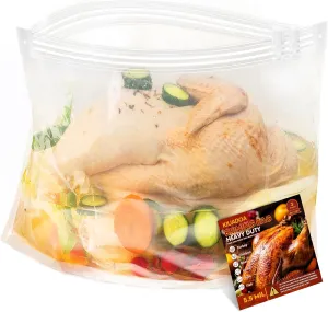 Brine Bags for Turkey, 3 Pack, 26"×22", Extra Large Brining Bag Holds up 35lb, Thickened Turkey Brine Bag with 3 Cotton Strings, Double Zip-lock Seal Brining Bags for Turkey, Chicken, Beef, Pork, Ham