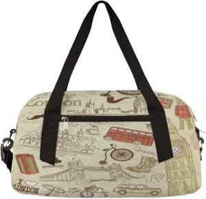 British London City Landmarks Kids Duffel Bag for Girls Boys Teens, Oil Painting Dance Bag Overnight Small Duffel Bag Carry On Weekend Sports Gym Travel Bag for School Practice Gymnastics Ballet