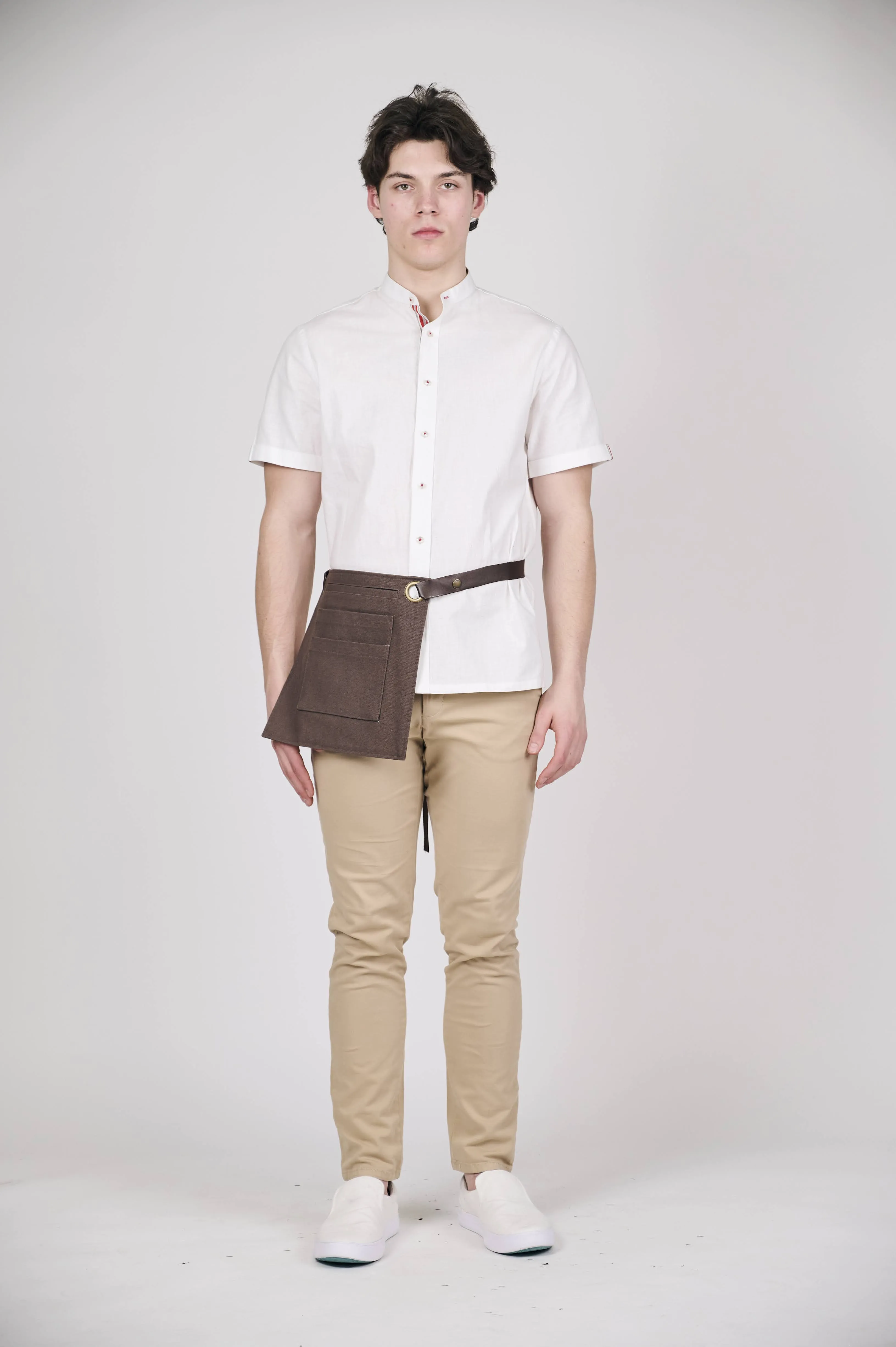 Brown Canvas Utility Pouch with Adjustable Belt