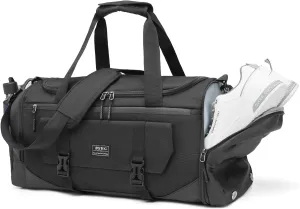 BSHG Sports Bag For Men & Women With Shoes Compartment And Wet Pocket, Sports Duffle Bag, Workout Bags For Gym Swimming Yoga,Waterproof Weekend Overnight Carry On Bag B-GA-001-Black