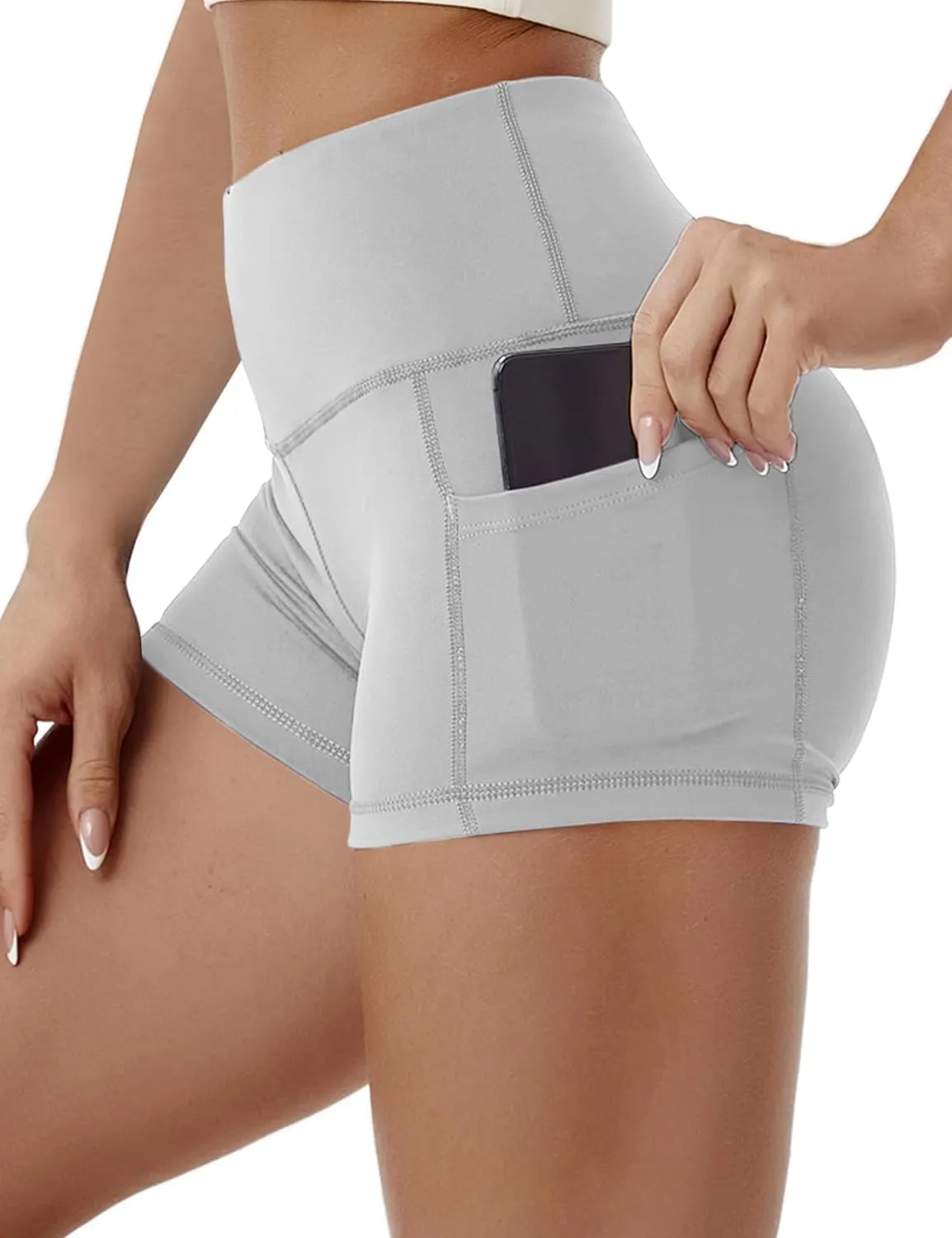 BUBBLELIME 2.5"/4"/5" Basic/Out Pockets Women's High Waist Tummy Control Yoga Shorts 4 Way Stretch Running Workout Shorts