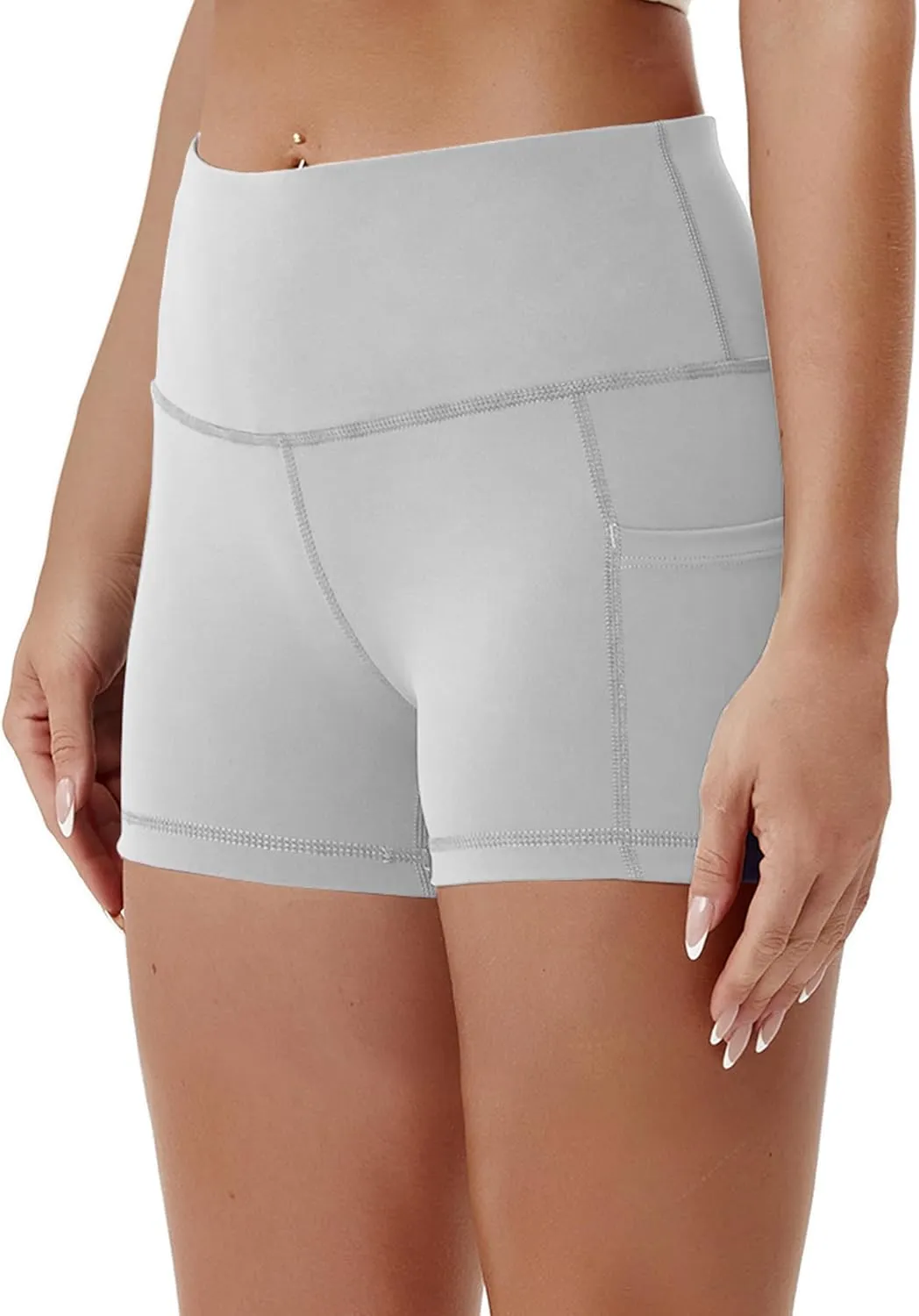 BUBBLELIME 2.5"/4"/5" Basic/Out Pockets Women's High Waist Tummy Control Yoga Shorts 4 Way Stretch Running Workout Shorts