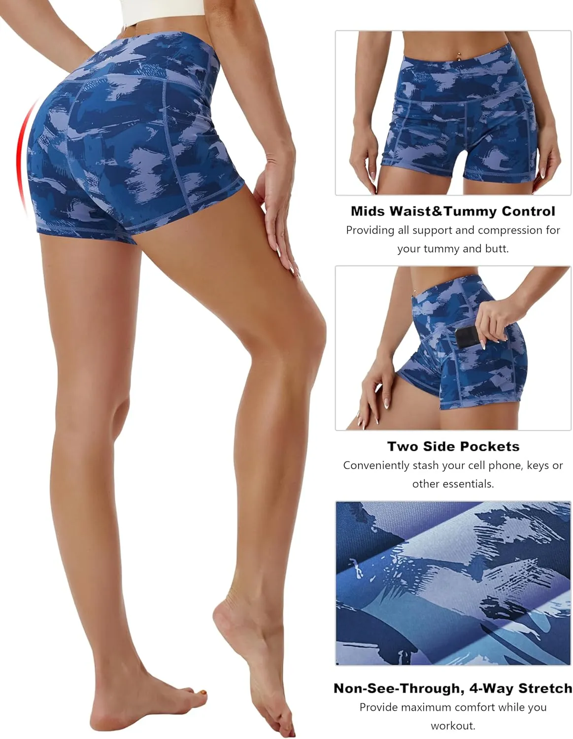 BUBBLELIME 2.5"/4"/5" Basic/Out Pockets Women's High Waist Tummy Control Yoga Shorts 4 Way Stretch Running Workout Shorts