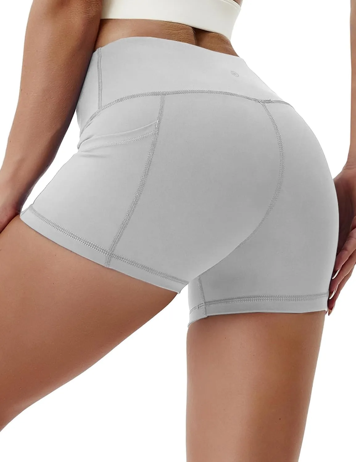 BUBBLELIME 2.5"/4"/5" Basic/Out Pockets Women's High Waist Tummy Control Yoga Shorts 4 Way Stretch Running Workout Shorts