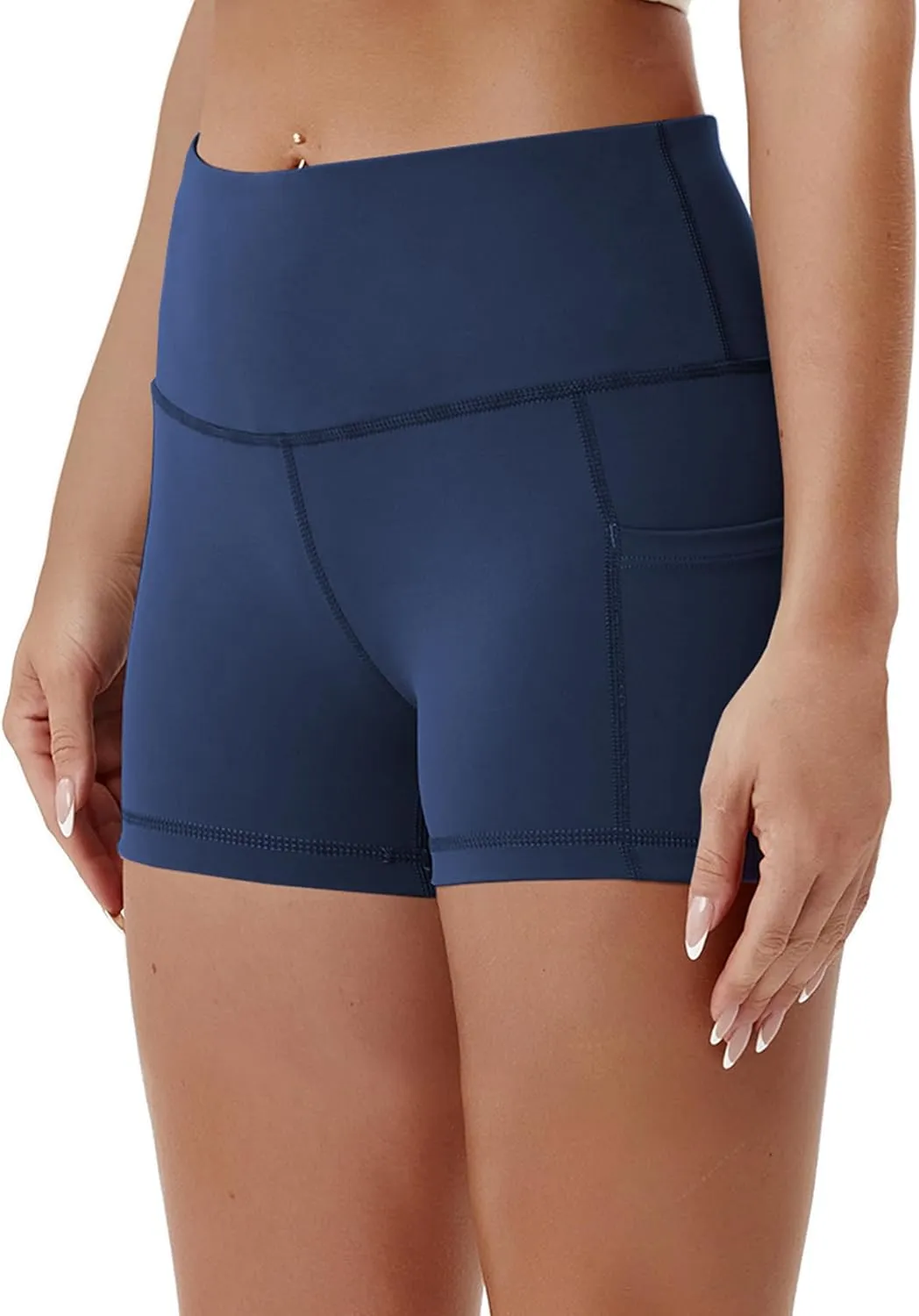 BUBBLELIME 2.5"/4"/5" Basic/Out Pockets Women's High Waist Tummy Control Yoga Shorts 4 Way Stretch Running Workout Shorts